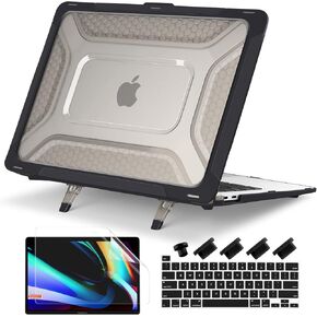 Batianda Protective Case for Previous MacBook Pro 16 inch 2019 Release A2141 Model with Touch Bar,Heavy Duty Honeycomb Hard Shell with Slim TPU Bumper and Fold Kickstand & Keyboard Cover, Apricot