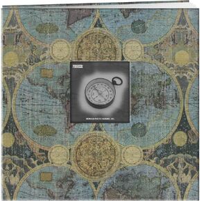 Pioneer Photo 12 Inch by 12 Inch Postbound Frame Front Memory Book, Globes Design (MB10MAPG)