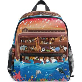 Animals on Noah's Ark Toddler Backpack for Kids-Boy's/Girl's Cute Children Kindergarten School Book Bag with Chest Strap