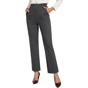 Women's Classic Stretchy Pull On High Rise Pants Straight Leg Slacks