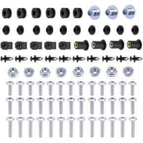 Motorcycle Fairing Bolt Kit Possbay Complete Fairing Bolts Screws Kits Fit for Honda CBR600RR 2003-2004 Mounting Kits Washers/Nuts/Fastenings/Clips/Grommets (Black)