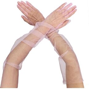 Women Sheer Long Gloves Mesh Tulle Gloves Bridal Gloves Party Wedding Dance Opera Glove 1920S