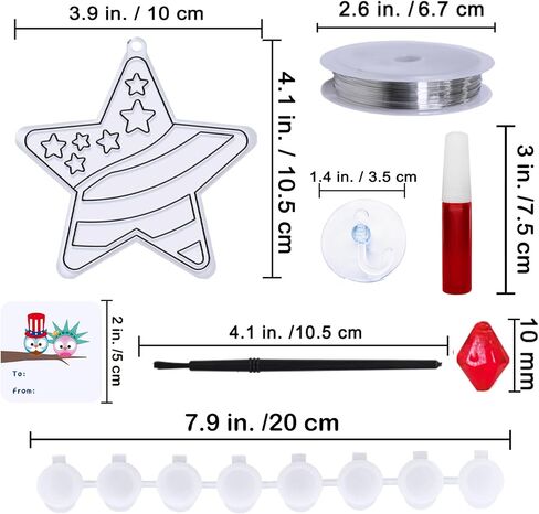 24 Sets Patriotic Suncatchers Ornaments Decorations DIY Window Paint Art Stickers Craft Kit American Star Heart Sun Catchers for Kids Classroom Patriotic 4th of July Activity Art Projects Party Favors in Saudi Arabia