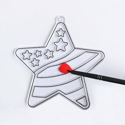 24 Sets Patriotic Suncatchers Ornaments Decorations DIY Window Paint Art Stickers Craft Kit American Star Heart Sun Catchers for Kids Classroom Patriotic 4th of July Activity Art Projects Party Favors in Saudi Arabia