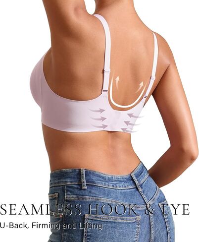 DEANGELMON Scalloped V Neck Wireless Bras for Women Seamless No Underwire Full Coverage Push Up Bras Soft Comfort Bralettes in Saudi Arabia