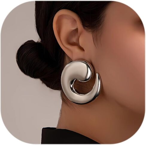 Statement Earrings for Women Chunky Gold Earrings Big Spiral Earrings Large Swirl Earrings Geometric Trendy Earrings Fashion Jewelry Gifts in Kuwait