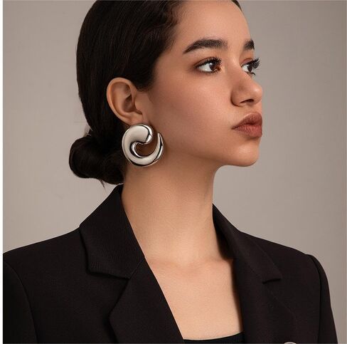 Statement Earrings for Women Chunky Gold Earrings Big Spiral Earrings Large Swirl Earrings Geometric Trendy Earrings Fashion Jewelry Gifts in Kuwait