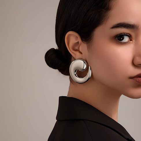 Statement Earrings for Women Chunky Gold Earrings Big Spiral Earrings Large Swirl Earrings Geometric Trendy Earrings Fashion Jewelry Gifts in Kuwait