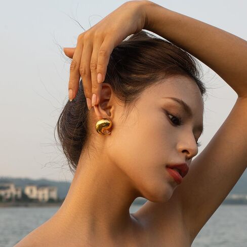 Statement Earrings for Women Chunky Gold Earrings Big Spiral Earrings Large Swirl Earrings Geometric Trendy Earrings Fashion Jewelry Gifts in Kuwait