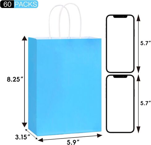 Moretoes 30pcs Paper Gift Bags with 30 Tissue Papers, 6 Colors Small Party Favor Goodie Bags Bulk with Handles for Christmas, Kids Birthday, Valentine's Day, Crafts, Party Supplies in Saudi Arabia
