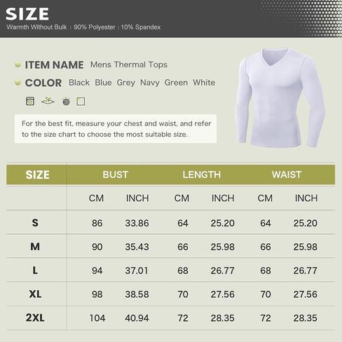Men's Thermal Compression Shirts V Neck Fleece Lined Long Sleeve Athletic Base Layer Tops for Running Workout in Kuwait