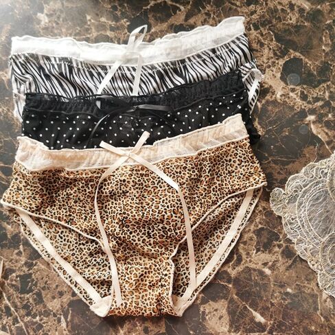 Women’s Underwear Cotton Panties Floral Lace Ruffled Cute Kawaii Japanese Underwear 3 Pack in Kuwait