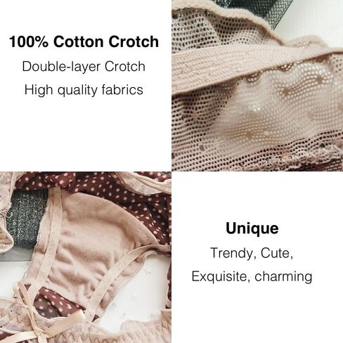 Women’s Underwear Cotton Panties Floral Lace Ruffled Cute Kawaii Japanese Underwear 3 Pack in Kuwait