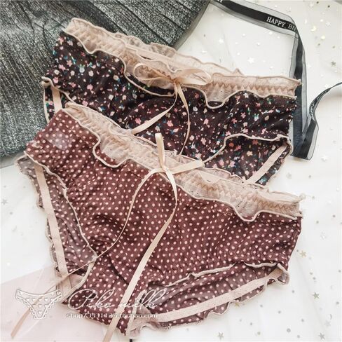 Women’s Underwear Cotton Panties Floral Lace Ruffled Cute Kawaii Japanese Underwear 3 Pack in Kuwait