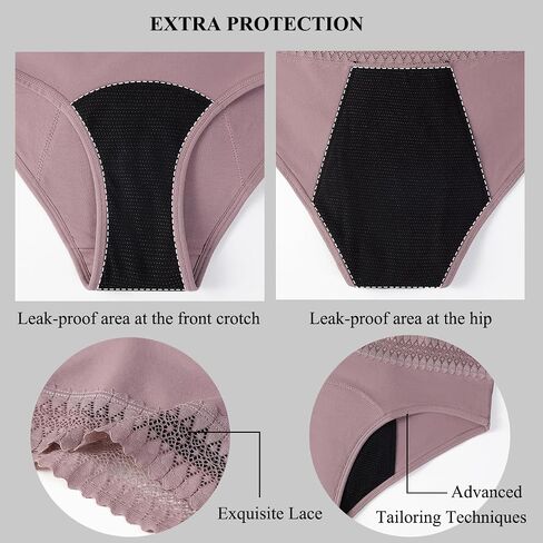3PCS Period Panties for Women Teens Girls, Absorbent Underwear Postpartum Underwear Panty in Saudi Arabia