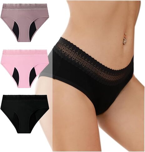 3PCS Period Panties for Women Teens Girls, Absorbent Underwear Postpartum Underwear Panty in Saudi Arabia