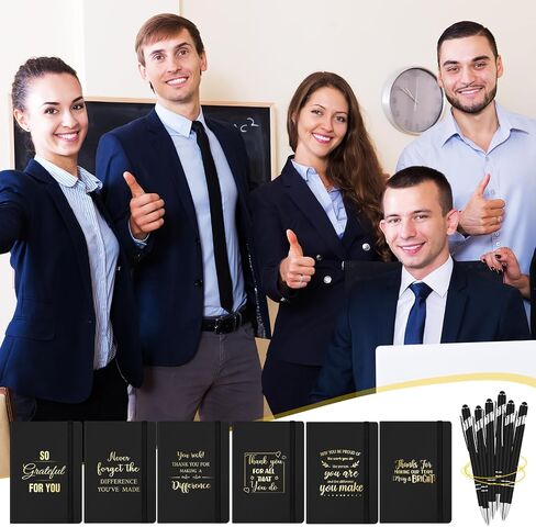18 Pcs Employee Appreciation Gift Set for Women Thank You Inspirational Gifts with A6 Leather Journal Notebook 16 Oz Glass Cup Glitter Ballpoint Pen (Thank You) in Kuwait