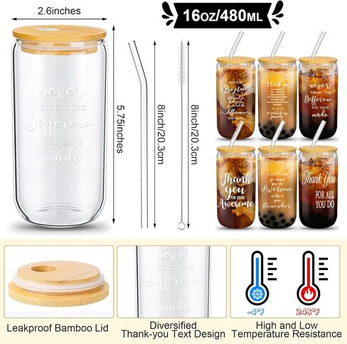 18 Pcs Employee Appreciation Gift Set for Women Thank You Inspirational Gifts with A6 Leather Journal Notebook 16 Oz Glass Cup Glitter Ballpoint Pen (Thank You) in Kuwait