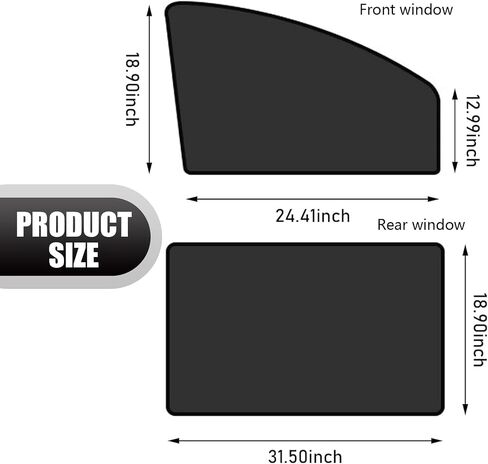 4 PCS Car Side Window Sunshade Kit, 18.9" x 24.4" x 12.9" + 31.5" x 18.9" Adsorption-Type Free Ventilation Privacy Cover, Keep Vehicle Cool Heat Insulation Curtain, Universal for Cars (Black) in Saudi Arabia