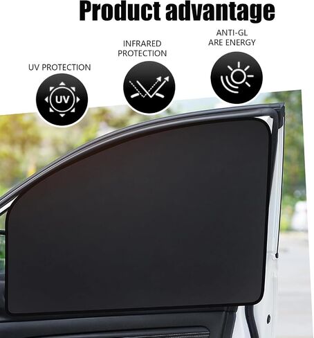 4 PCS Car Side Window Sunshade Kit, 18.9" x 24.4" x 12.9" + 31.5" x 18.9" Adsorption-Type Free Ventilation Privacy Cover, Keep Vehicle Cool Heat Insulation Curtain, Universal for Cars (Black) in Saudi Arabia