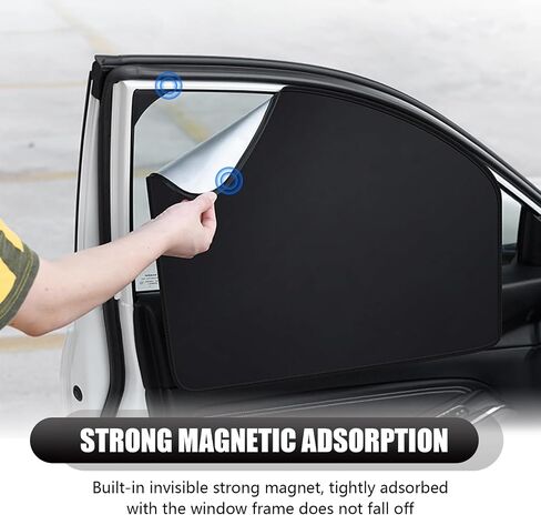 4 PCS Car Side Window Sunshade Kit, 18.9" x 24.4" x 12.9" + 31.5" x 18.9" Adsorption-Type Free Ventilation Privacy Cover, Keep Vehicle Cool Heat Insulation Curtain, Universal for Cars (Black) in Saudi Arabia