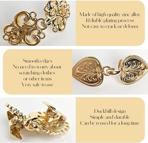 AXEN Vintage Sweater Swirl Clip Cape Cloak Clips for Dress Retro Cardigan Clip Shawl Collar Clasp Dress Shirt Button Clip for Girl Women, Pack of 4 Gold in Saudi Arabia