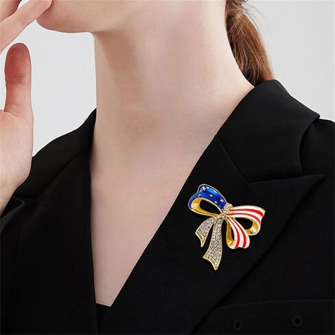 Rhinestone Waving USA Flag Brooch Pin for Men Women Silver Tone Fashion Crystal 4th of July American Patriotic Medal Blue Red Enamel Brooches Dress Accessories Veterans Independence Memorial Day Jewelry in Saudi Arabia