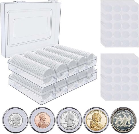 240 Pcs 30mm Coin Capsules Holder with Foam Gasket and Plastic Storage Organizer Box, 5 Sizes (17/20/25/27/30mm) Coins Collector Case Protector for Coin Collection Supplies in Saudi Arabia