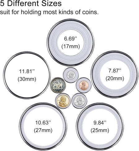 240 Pcs 30mm Coin Capsules Holder with Foam Gasket and Plastic Storage Organizer Box, 5 Sizes (17/20/25/27/30mm) Coins Collector Case Protector for Coin Collection Supplies in Saudi Arabia