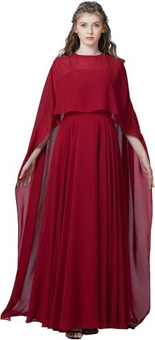BEAUTELICATE Women High Low Cape Chiffon Shawl Capelets Bridal Bridesmaid Cover Up Poncho in Saudi Arabia