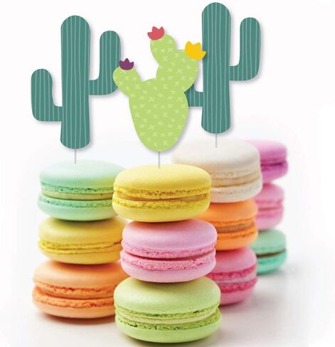 Big Dot of Happiness Prickly Cactus Party - Dessert Cupcake Toppers - Fiesta Party or Fiesta Birthday Party Clear Treat Picks - Set of 24 in Saudi Arabia