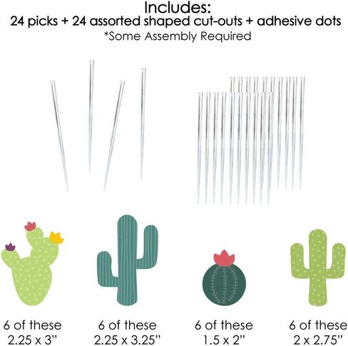 Big Dot of Happiness Prickly Cactus Party - Dessert Cupcake Toppers - Fiesta Party or Fiesta Birthday Party Clear Treat Picks - Set of 24 in Saudi Arabia