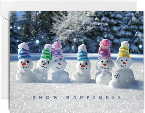 easykart labels 24 Christmas Greeting Cards with Envelopes, Snow Happiness Designs | 7.25 x 5.5 Inch Merry Christmas Cards with Seal Stickers For Friends, Family and loved Ones in Kuwait