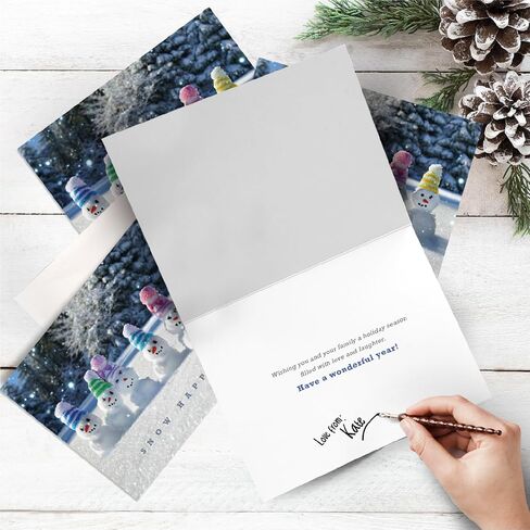 easykart labels 24 Christmas Greeting Cards with Envelopes, Snow Happiness Designs | 7.25 x 5.5 Inch Merry Christmas Cards with Seal Stickers For Friends, Family and loved Ones in Kuwait