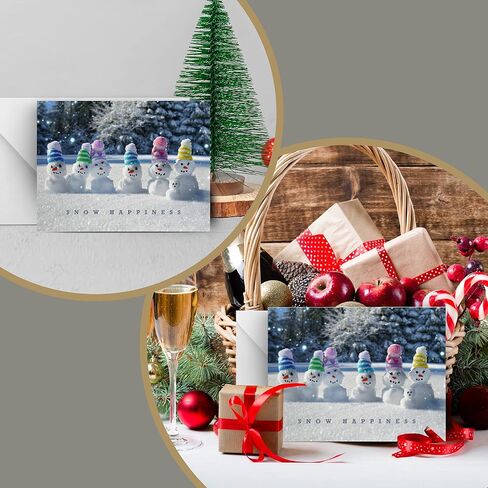 easykart labels 24 Christmas Greeting Cards with Envelopes, Snow Happiness Designs | 7.25 x 5.5 Inch Merry Christmas Cards with Seal Stickers For Friends, Family and loved Ones in Kuwait