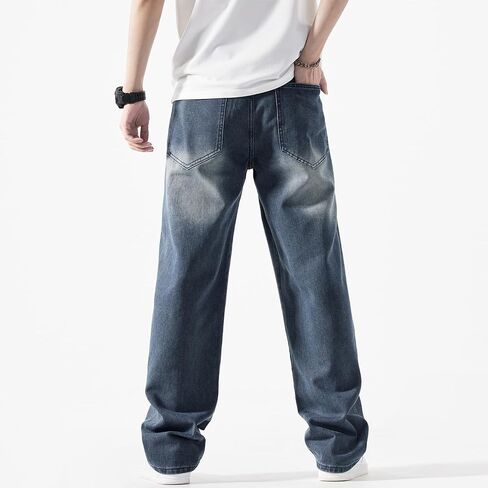 EnllerviiD Men's Baggy Denim Jeans Loose Fit Ripped Distressed Jean Hip Hop Vintage Skater Dance Pants Streetwear in Saudi Arabia