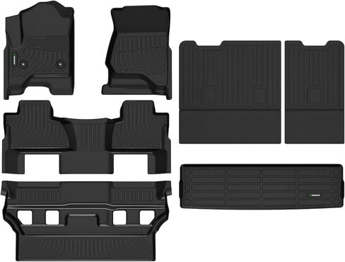 ANBINGO®- Floor Mats & Cargo Liner for 2015-2020 Chevy Chevrolet Tahoe & GMC Yukon(Not for XL), 3 Rows, All Weather Car Floor Mat for Chevy Tahoe Accessories Rubber Mats Heavy Duty Black in Saudi Arabia