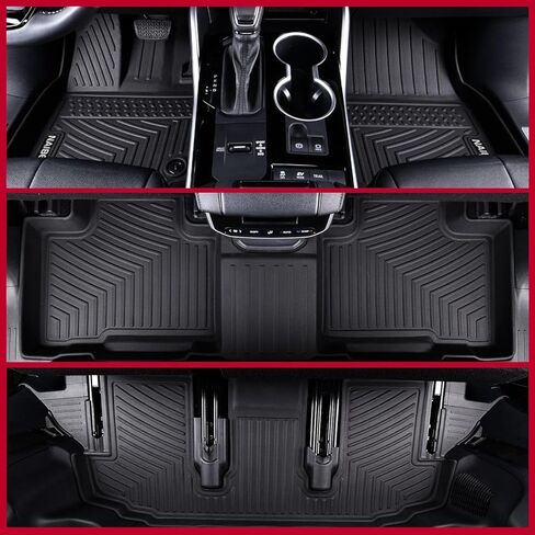 سجادات أرضية Naibeve لـ 2020-2024 Lincoln Aviator 6 مقاعد مع مقاعد دلو الصف الثاني لسيارة Lincoln Aviator Trunk Mat Cargo Mat Back Seat Cover Protector (حصائر الأرضية + سجادة صندوق السيارة + سجاد مسند الظهر) in Kuwait