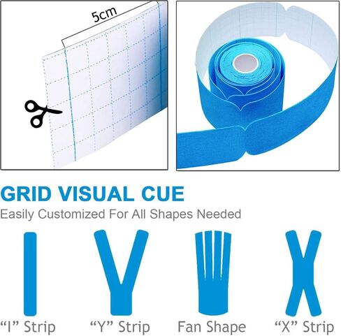 Waterproof Kinesiology Tape -<4-Rolls>-Athletic Tape for Joints Support & Muscle Pain Relief -<16.4ft Hollow >-Cotton Elastic Tape Perfect for Any Activity in Saudi Arabia