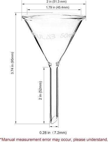 ULAB Scientific Glass Funnel 100mm, Stem Diameter 13mm, 3.3 Borosilicate Glass, Heavy Wall, Pack of 1, UGF1002 in Saudi Arabia