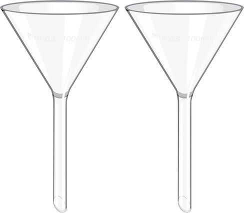 ULAB Scientific Glass Funnel 100mm, Stem Diameter 13mm, 3.3 Borosilicate Glass, Heavy Wall, Pack of 1, UGF1002 in Saudi Arabia