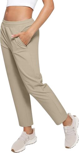 Womens Golf Pants Quick Dry Ultra Light Stretch Pockets Soft Workout Pants for Travel with Inside Drawstrings in Kuwait