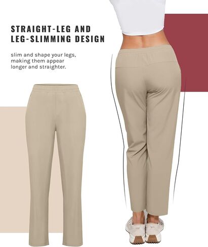 Womens Golf Pants Quick Dry Ultra Light Stretch Pockets Soft Workout Pants for Travel with Inside Drawstrings in Kuwait
