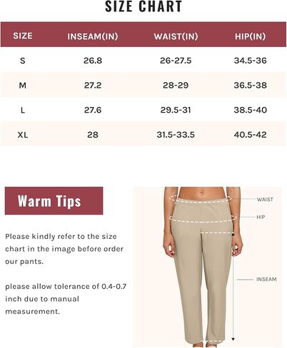 Womens Golf Pants Quick Dry Ultra Light Stretch Pockets Soft Workout Pants for Travel with Inside Drawstrings in Kuwait