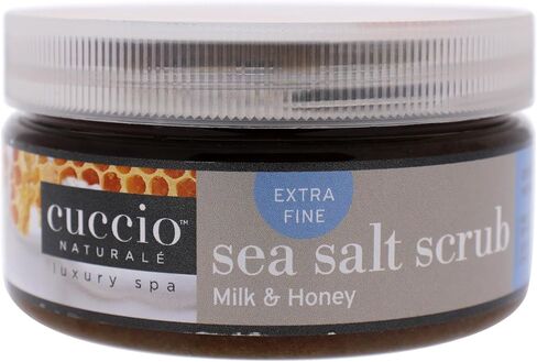 Cuccio Naturale Sea Salt Scrub - Extra Fine - Gently Exfoliates To Remove Dead Skin Cells - Leaves Skin Supple, Radiant And Youthful Looking - Paraben And Cruelty Free - Pomegranate And Fig - 8 Oz in Kuwait