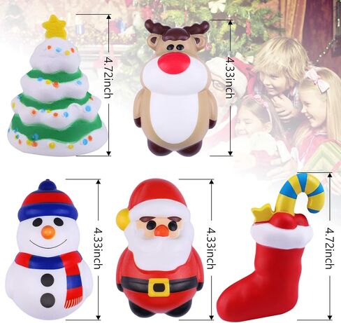 Christmas Squishy Toys Includes Santa, Christmas Tree, Reindeer,Stocking & Snowman Kawaii Slow Rising Squishy Toys 5 Pack in Saudi Arabia