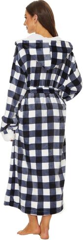 Devirld Women's Robes Winter Plush Bathrobe, Fuzzy Womens Fleece Bathrobes Lady Spa Long Soft Robe Hooded Bath Robe for Women in Kuwait