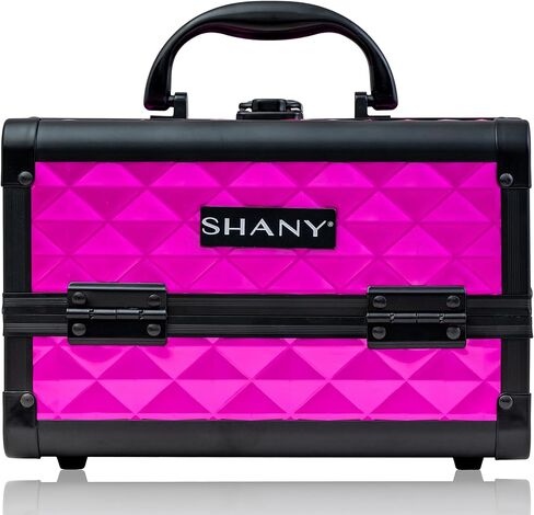 SHANY Chic Makeup Train Case Cosmetic Box Portable Makeup Case Cosmetics Beauty Organizer Jewelry storage with Locks, Multi trays Makeup Storage Box with Makeup Mirror - Black in Kuwait