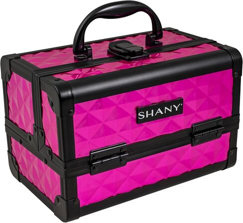 SHANY Chic Makeup Train Case Cosmetic Box Portable Makeup Case Cosmetics Beauty Organizer Jewelry storage with Locks, Multi trays Makeup Storage Box with Makeup Mirror - Black in Kuwait