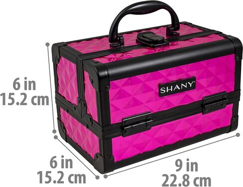 SHANY Chic Makeup Train Case Cosmetic Box Portable Makeup Case Cosmetics Beauty Organizer Jewelry storage with Locks, Multi trays Makeup Storage Box with Makeup Mirror - Black in Kuwait